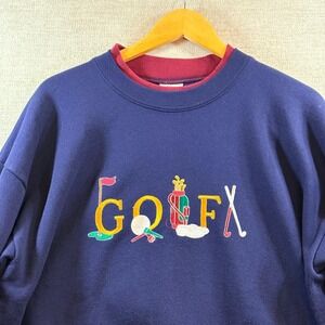 Won's Wear Golf Embroidered Navy Blue Sweatshirt XXL